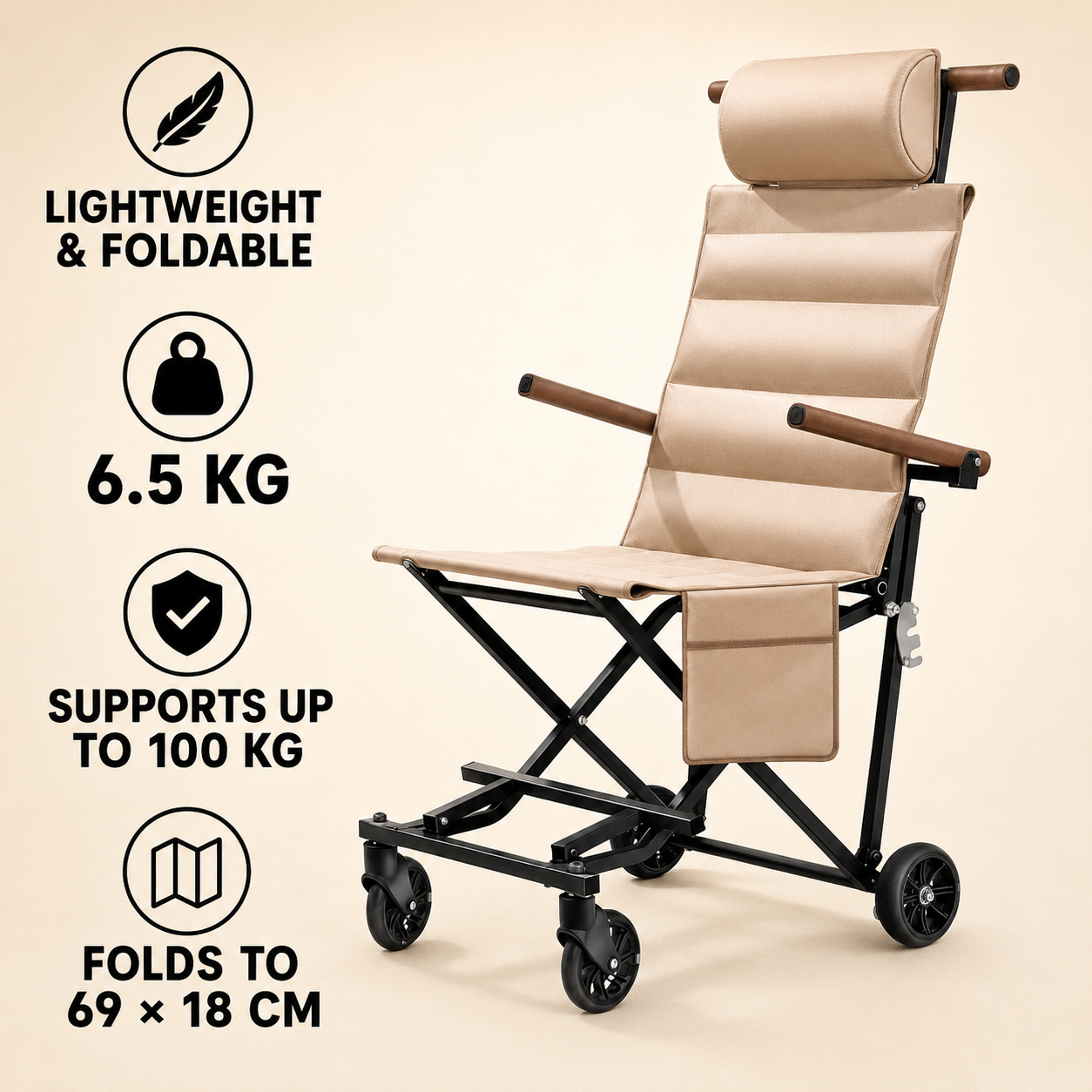 Compact Folding Transport Chair