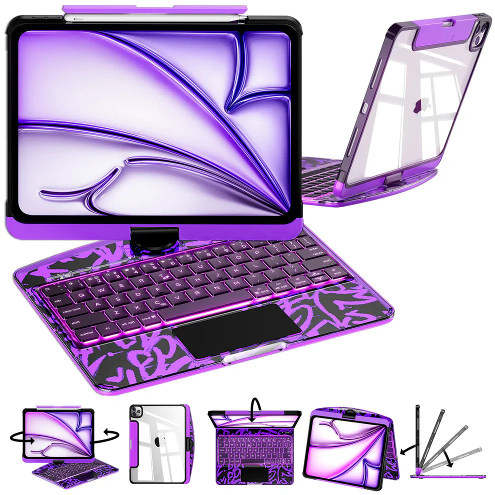 Transparent 360° Rotating iPad Keyboard Case