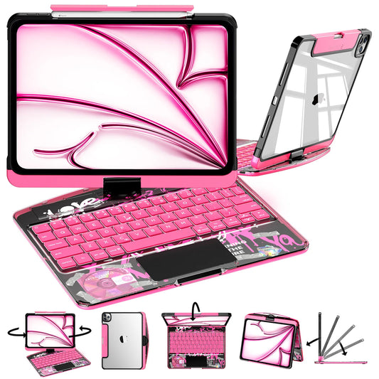 Transparent 360° Rotating iPad Keyboard Case