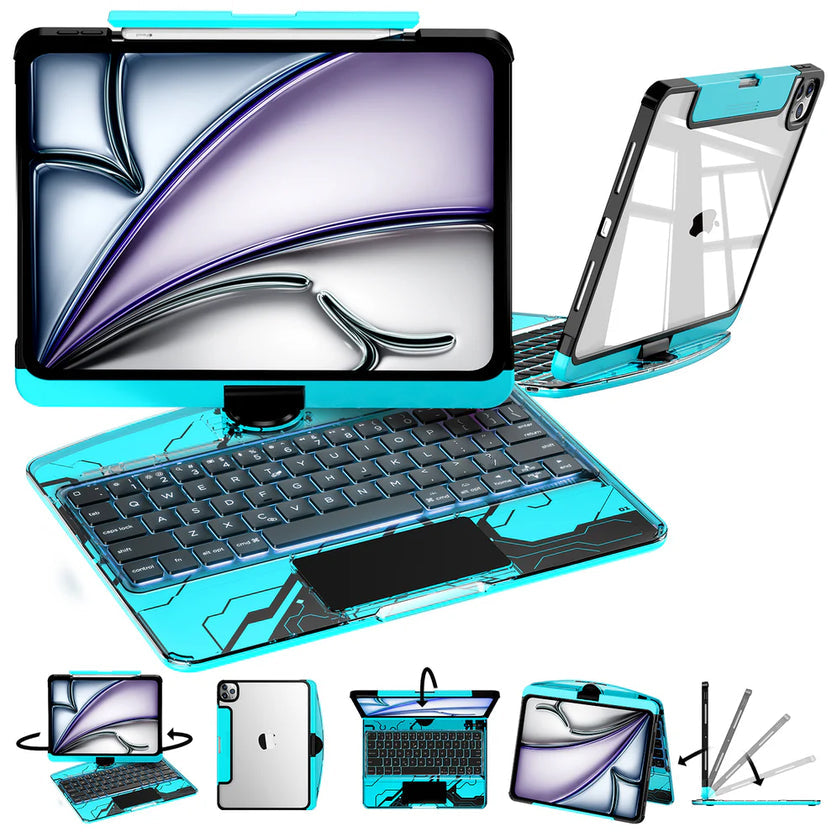 Transparent 360° Rotating iPad Keyboard Case